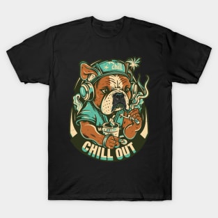 Pop Culture Bulldog in Hip Hop Gear T-Shirt
